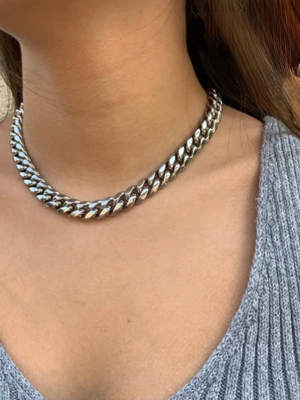 Stainless Steel Diamond Cut Curb Chain Necklace 12mm